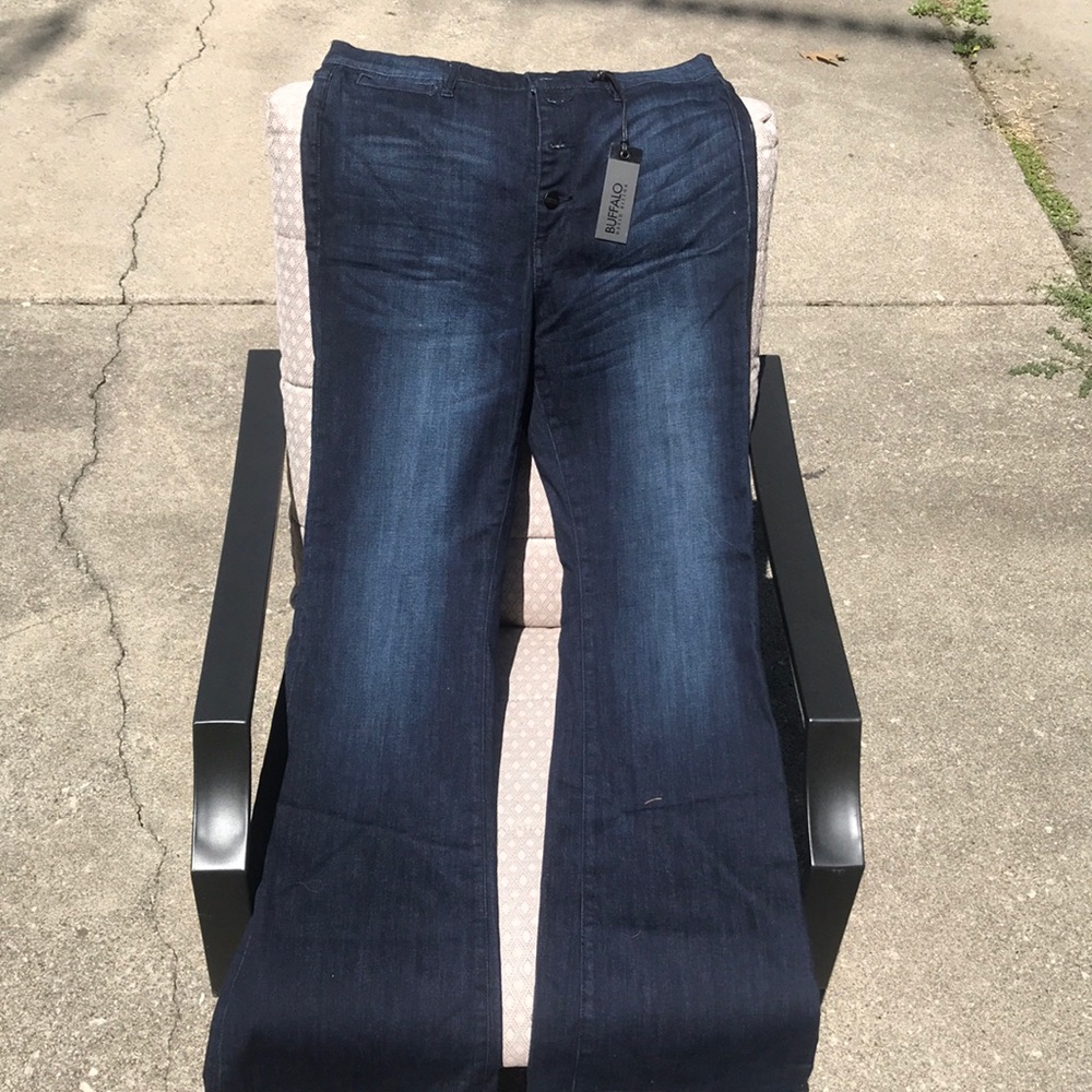 buffalo David button high rise flare jeans